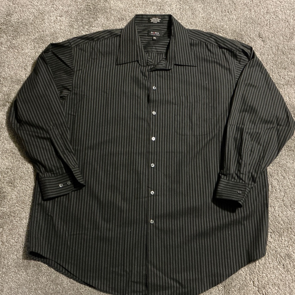 AXCESS-Men's Button Down-Black & Grey Striped-Size 18 1/2-34-35